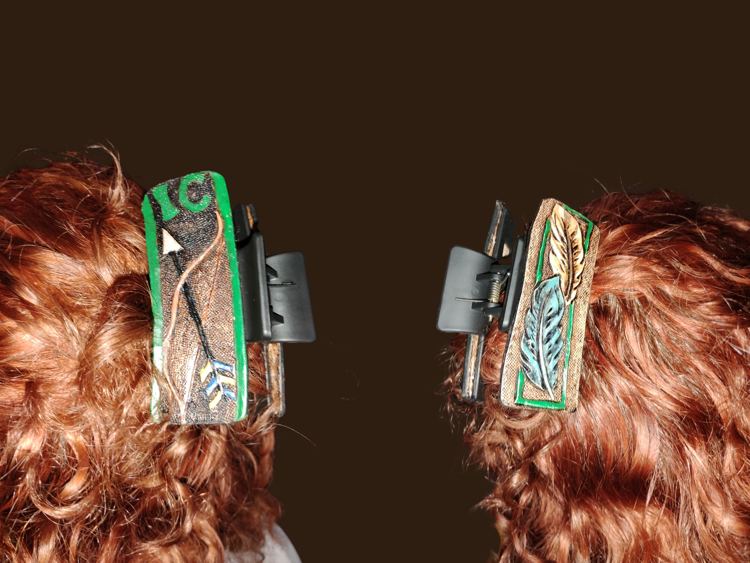 Leather Tooled Hair Clip