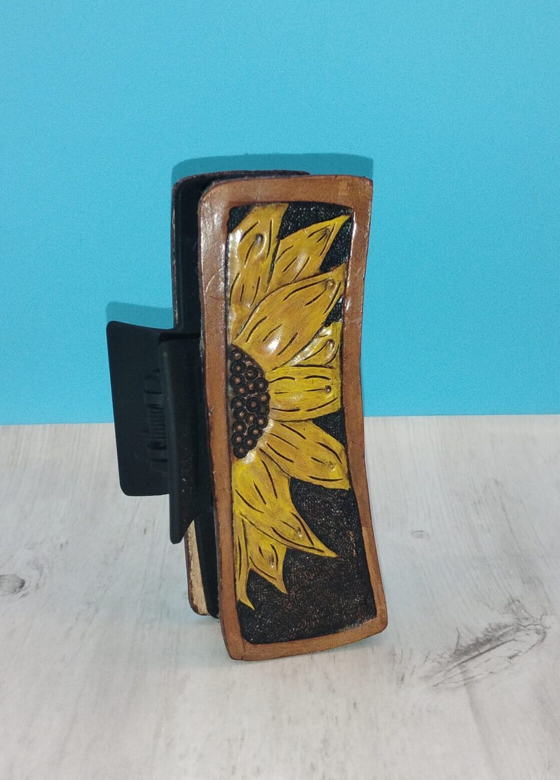 Leather Tooled Hair Clip