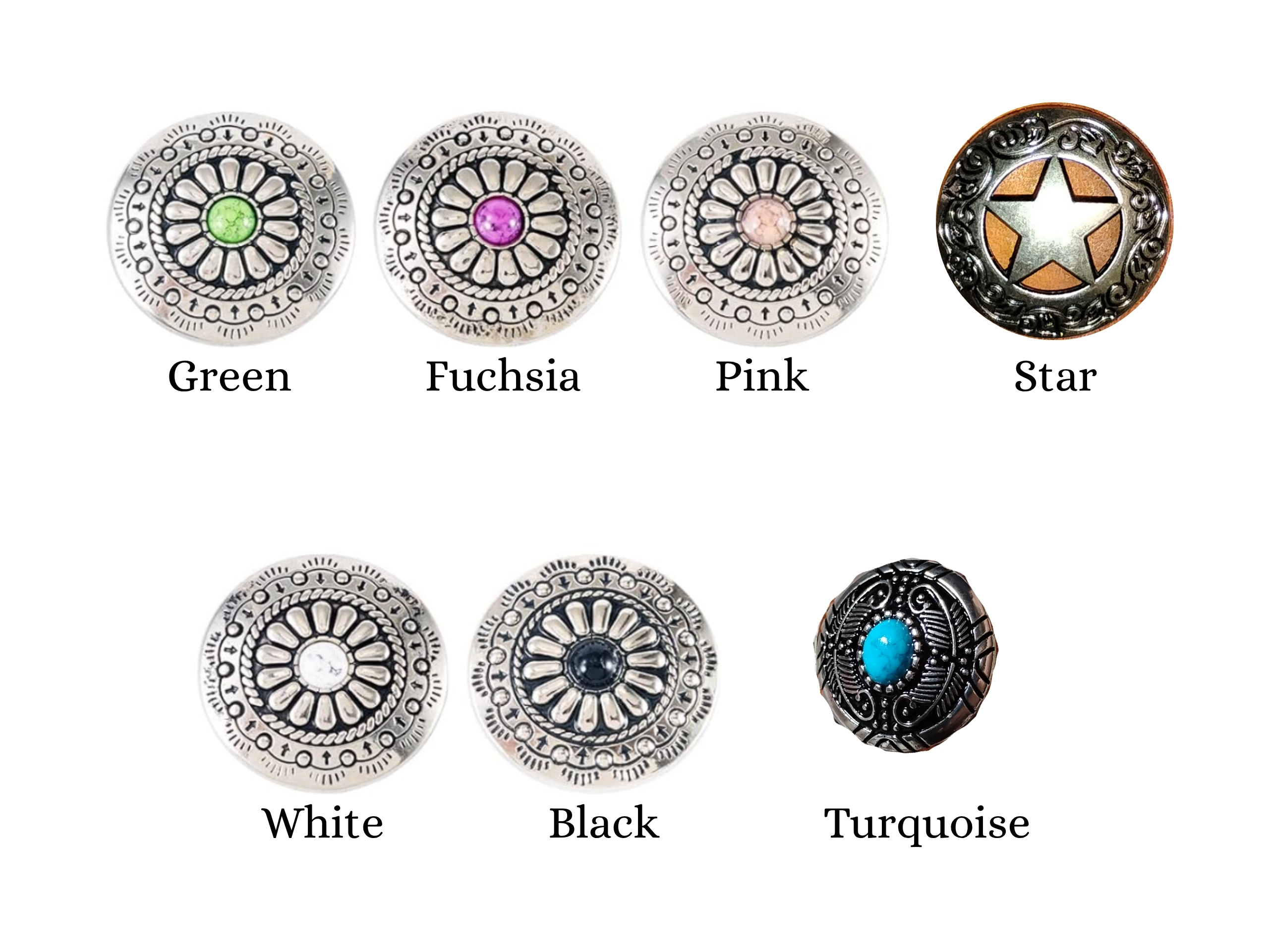 Short Round Concho Keychain